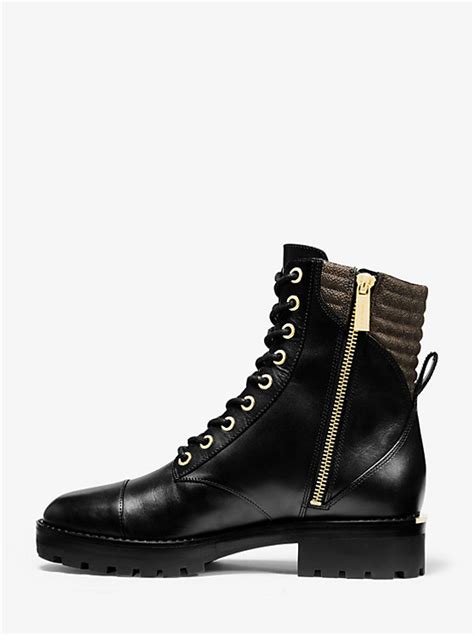 michael kors bastian logo-trim leather combat boot|Michael Kors Bastian Leather Combat Boots on SALE .